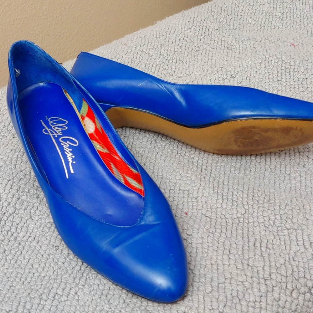 Blue pumps with kitten heels